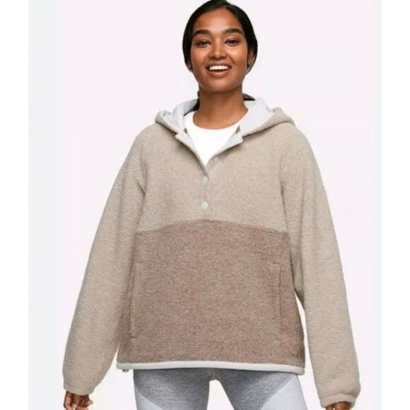 Outdoor voices women’s MegaFleece Wool Blend Snap Up Hoodie size M Colorblock - Picture 11 of 11
